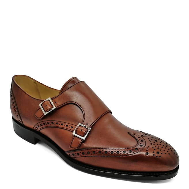 Barker Rich Brown Leather Fleet Double Monk Shoes F Fit