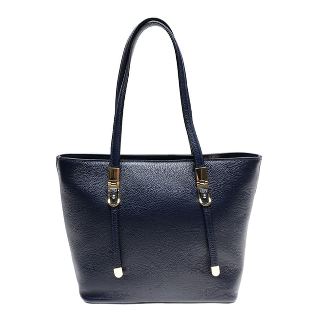 Luisa Vannini Navy Leather Shoulder Bag