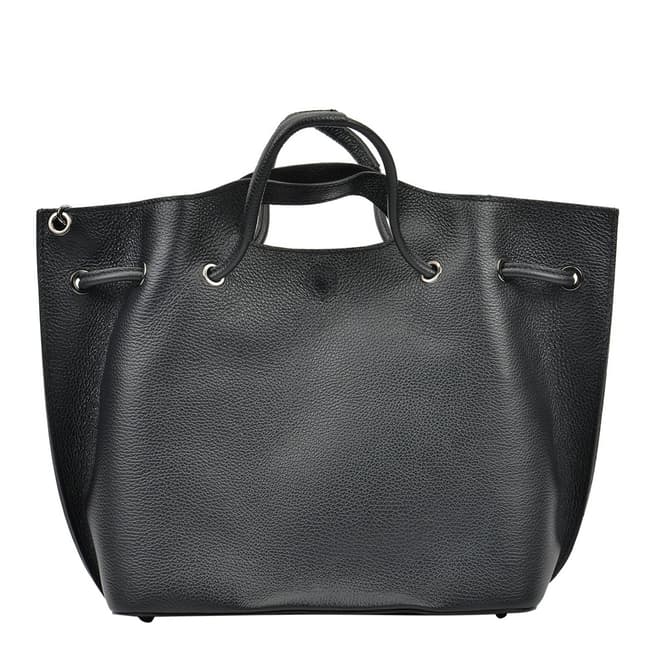 Mangotti Black Leather Top Handle Bag