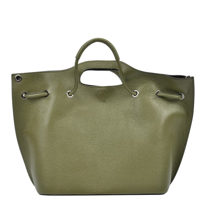 Mangotti Green Leather Top Handle Bag