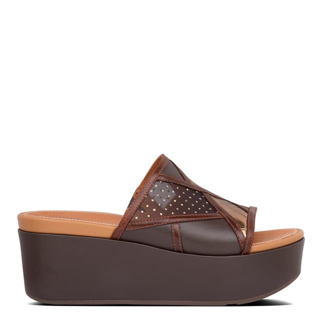FitFlop Chocolate Brown Mix Eloise Art Deco Slides