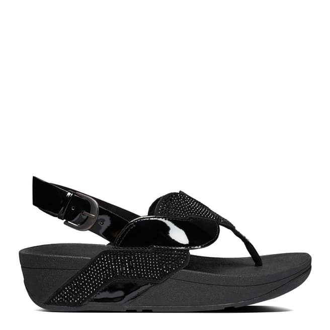 FitFlop All Black Paisley Glitter Rope Back Strap Sandals