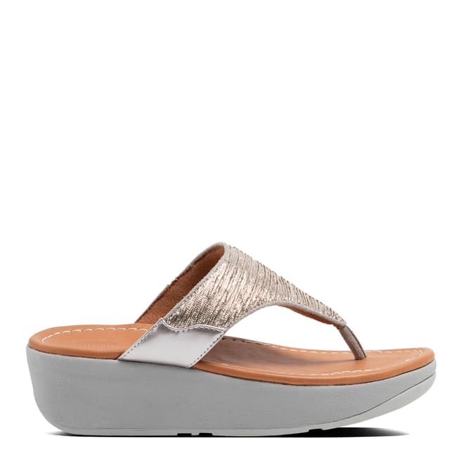 FitFlop Silver Myla Glitz Toe Thong Sandals