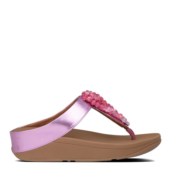 FitFlop Heather Pink Fino Sequin Toe Thong Sandals