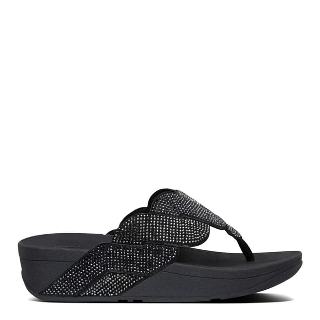 FitFlop All Black Paisley Rope Toe Thong Sandals