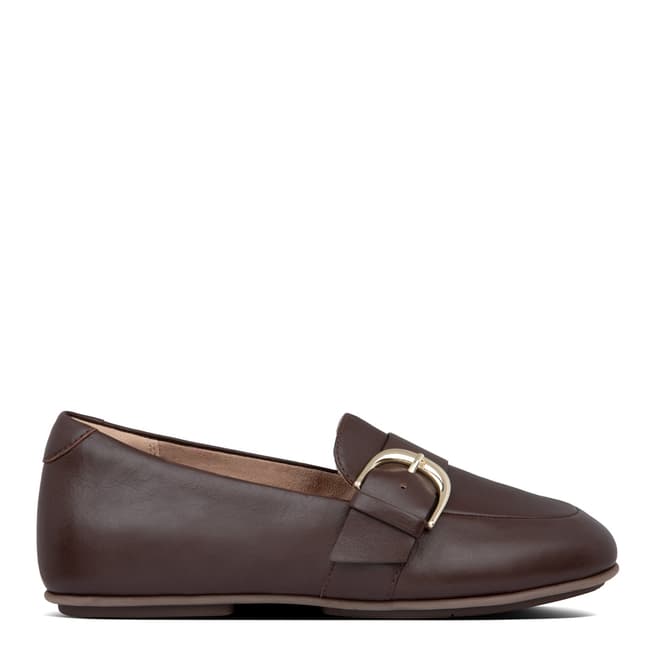 FitFlop Chocolate Brown Lisbet D Buckle Leather Loafers