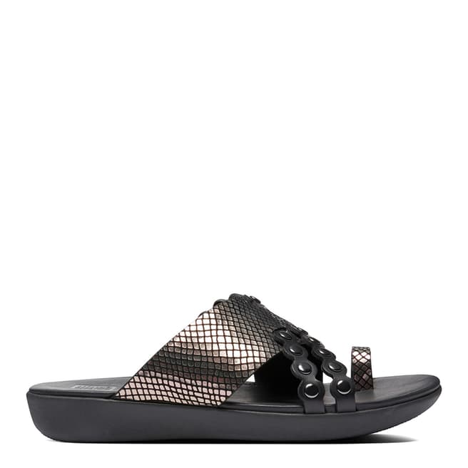 FitFlop All Black Scallop Exotic Slides