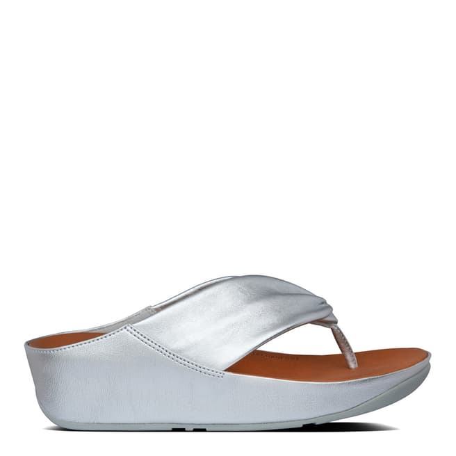 FitFlop Silver Twiss Leather Toe-Post Sandals
