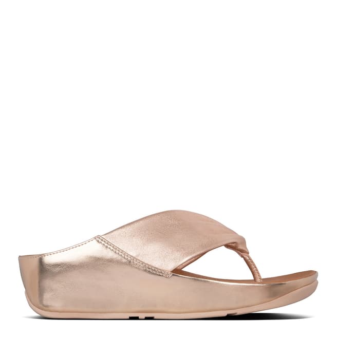 FitFlop Rose Gold Twiss Leather Toe-Post Sandals