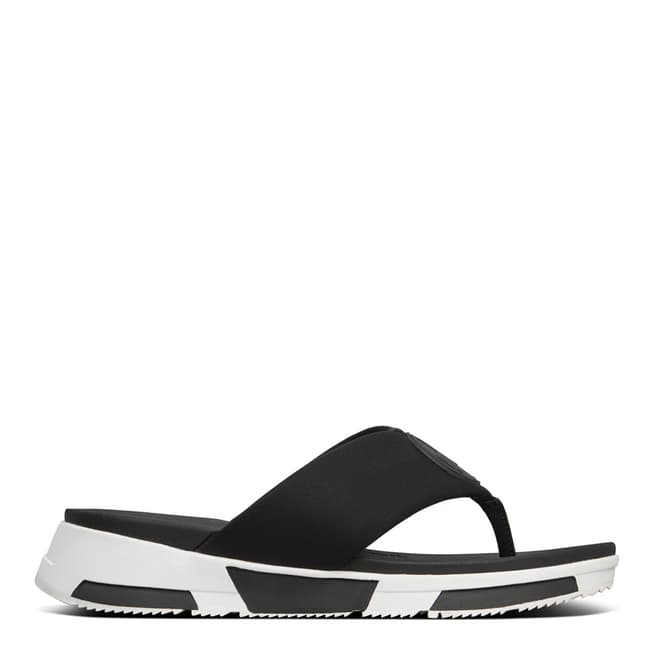 FitFlop Black Sporty Logo Toe Thong Sandals