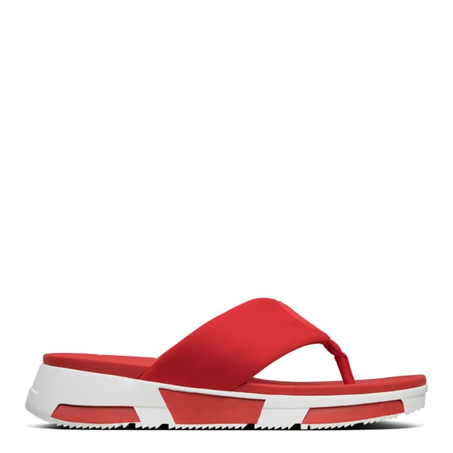 FitFlop Red Sporty Logo Toe Thong Sandals