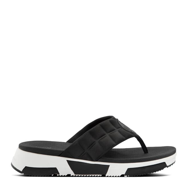 FitFlop Black Haylie Quilted Cube Toe Thongs