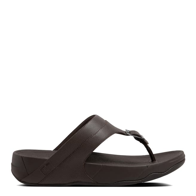 FitFlop Chocolate Brown Cameron Embossed Toe Thong Sandals