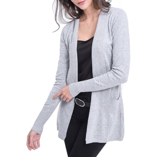C & JO Grey Cashmere Blend Fitted Cardigan
