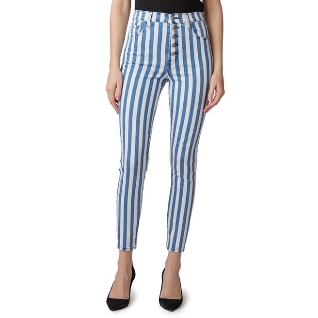 J Brand Blue/White Stripe Lillie Skinny Stretch Jeans
