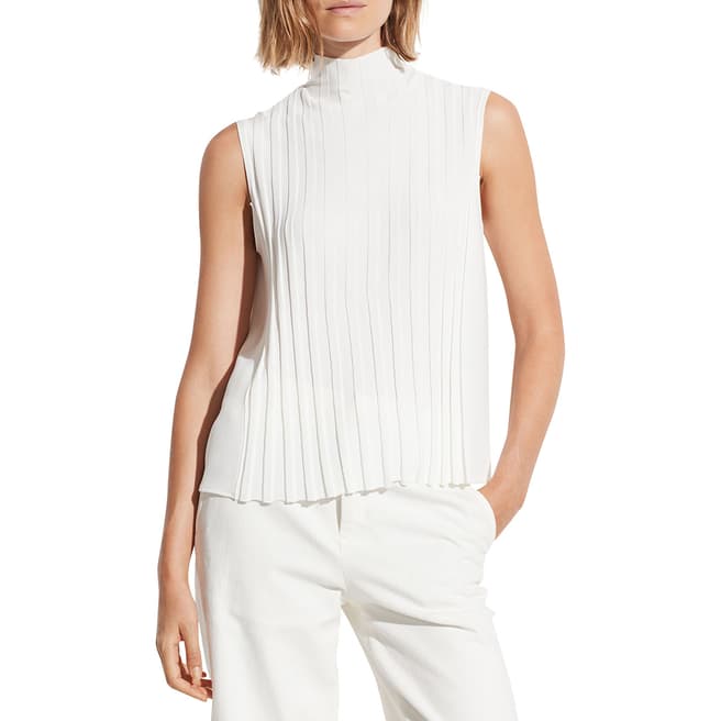 Vince Off White Mixed Turtleneck Top