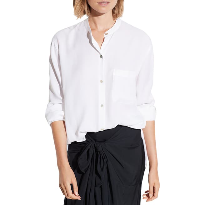 Vince Off White Relaxed Band Collar Blouse