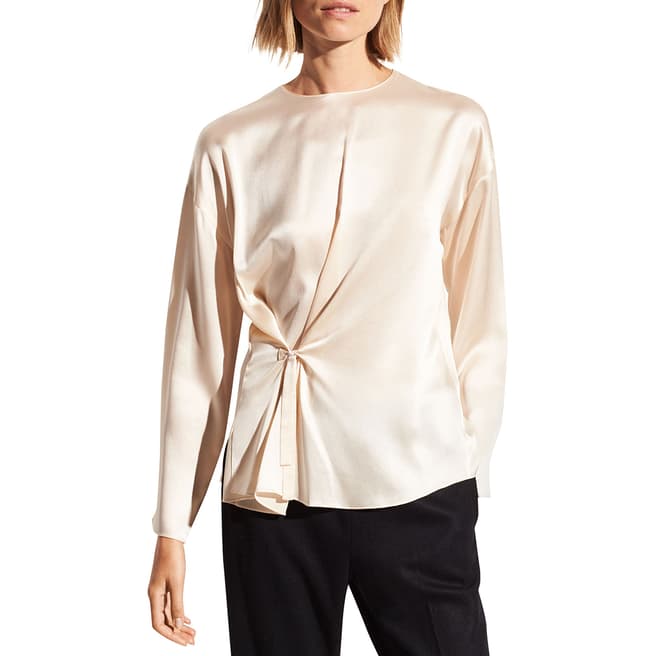 Vince Pearl Knotted Front Silk Blouse