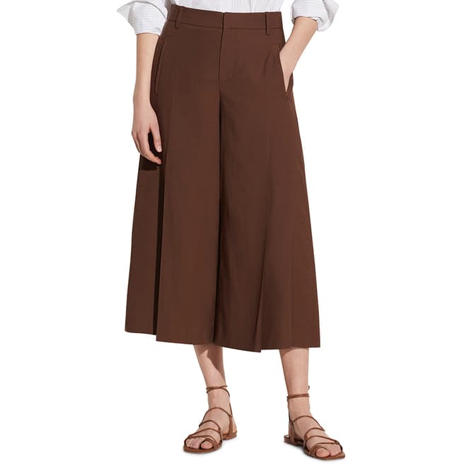 Vince Chocolate Plefront Cropped Culotte