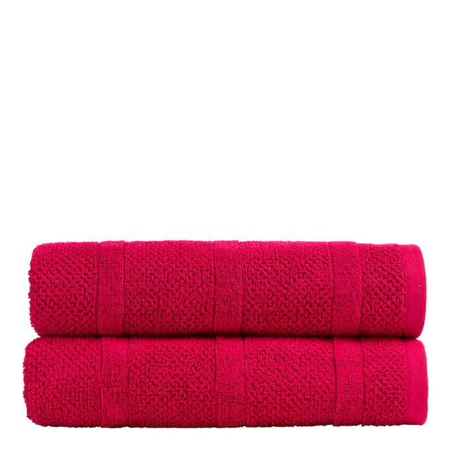 Christy Neo Pair of Hand Towels, Raspberry