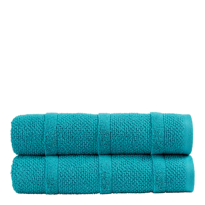 Christy Neo Pair of Hand Towels, Jade