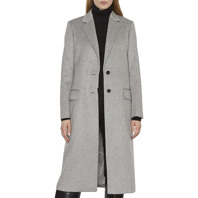 Jigsaw Grey Luxe Wool Long City Coat
