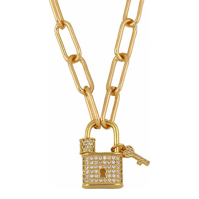 Chloe Collection by Liv Oliver 18K Gold Plated Lock Necklace