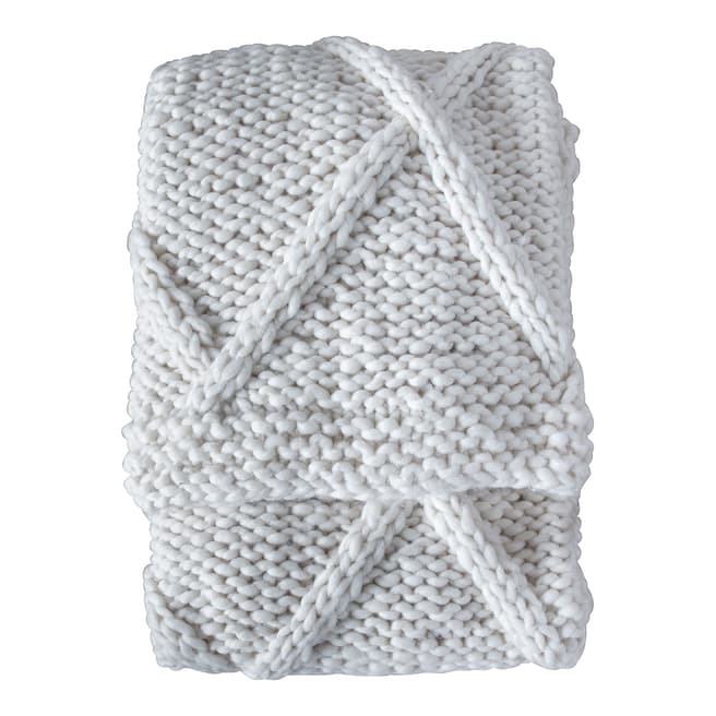 Gallery Living Cable Knit Diamond Throw, Cream