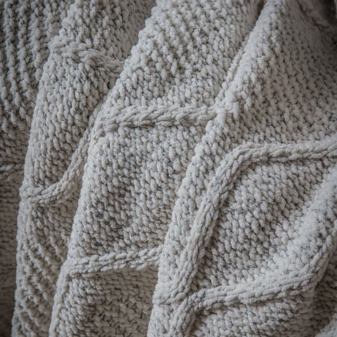 Gallery Living Chenille Knit Cable Throw, Melange Grey