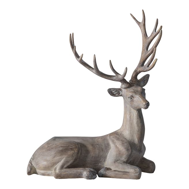 Gallery Living Osteroy Sitting Stag, Grey Wash