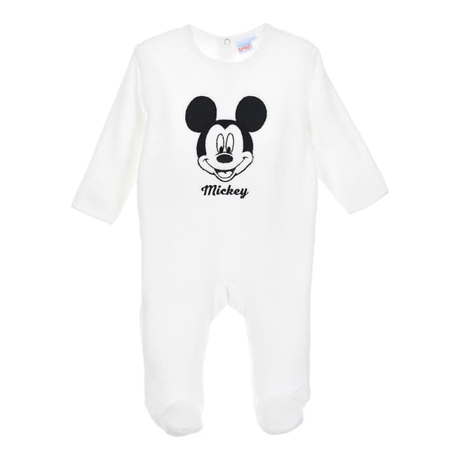 Disney Baby Off White Mickey Mouse Sleepsuit