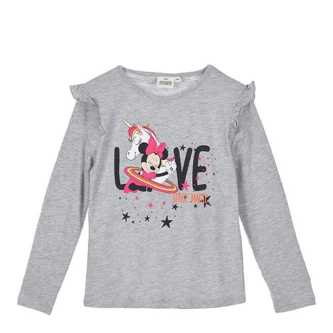 Disney Kid's Light Grey Minnie Mouse Love T-Shirt