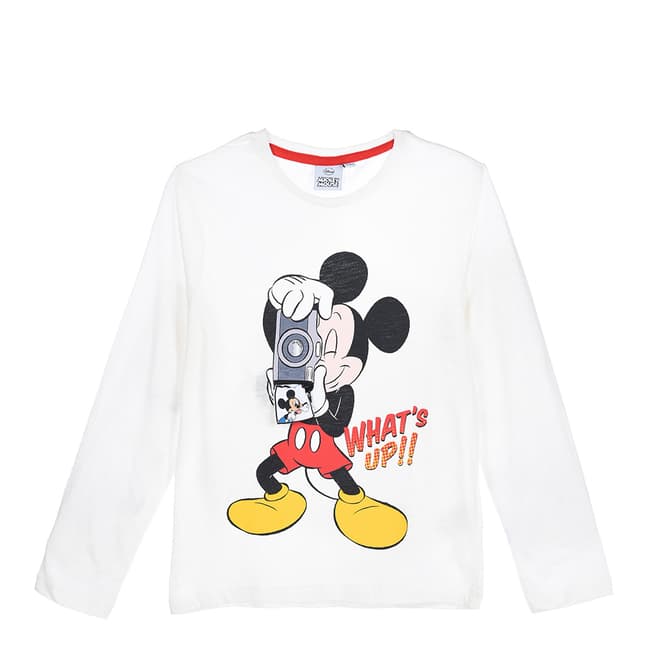 Disney Kid's Off White Mickey Mouse What's Up T-Shirt