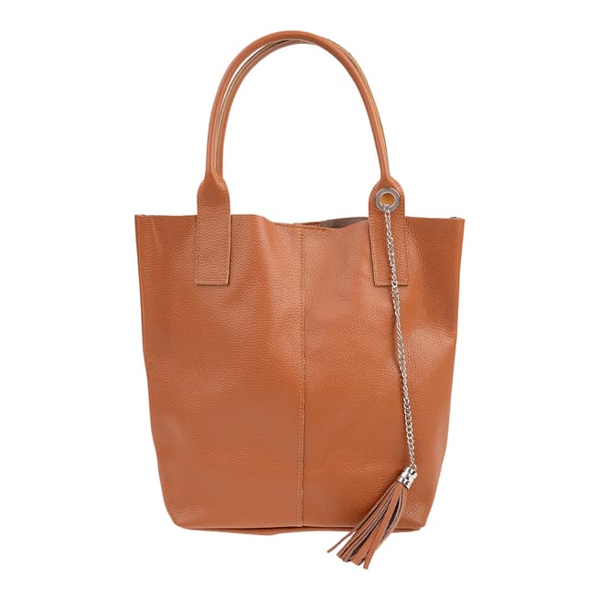 Carla Ferreri Cognac Leather Shoulder Bag
