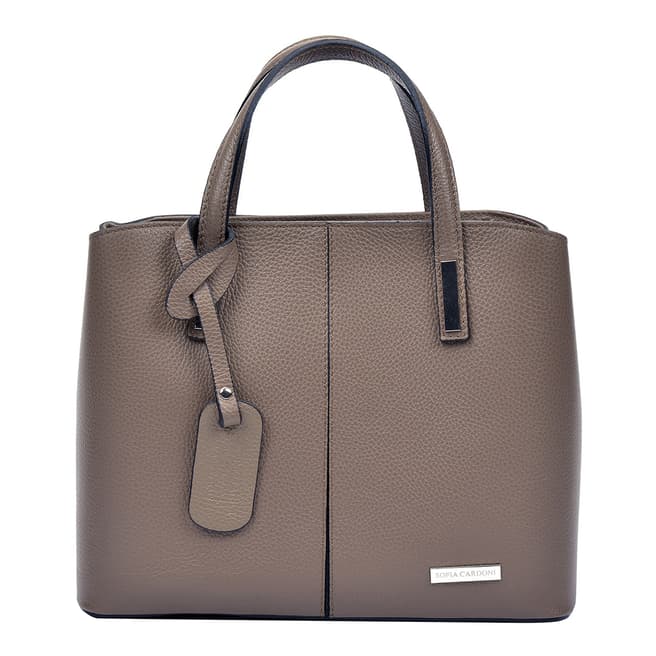 Sofia Cardoni Beige Leather Top Handle Bag