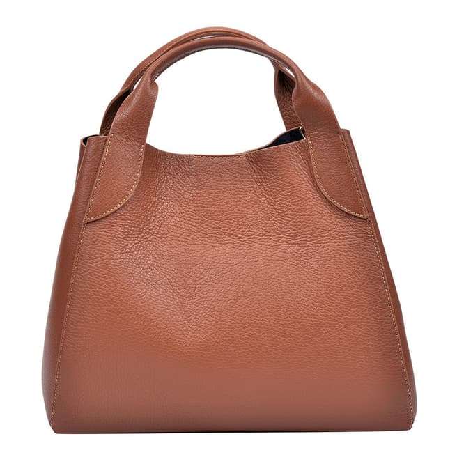 Sofia Cardoni Cognac Leather Top Handle Bag