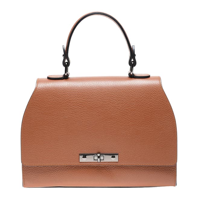 Carla Ferreri Cognac Leather Top Handle Bag
