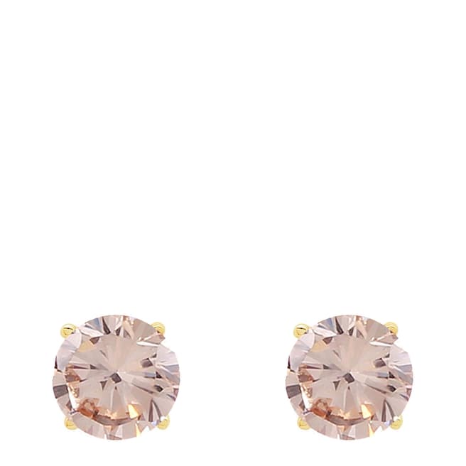 Liv Oliver 18K Gold Plated Champagne CZ Stud Earrings