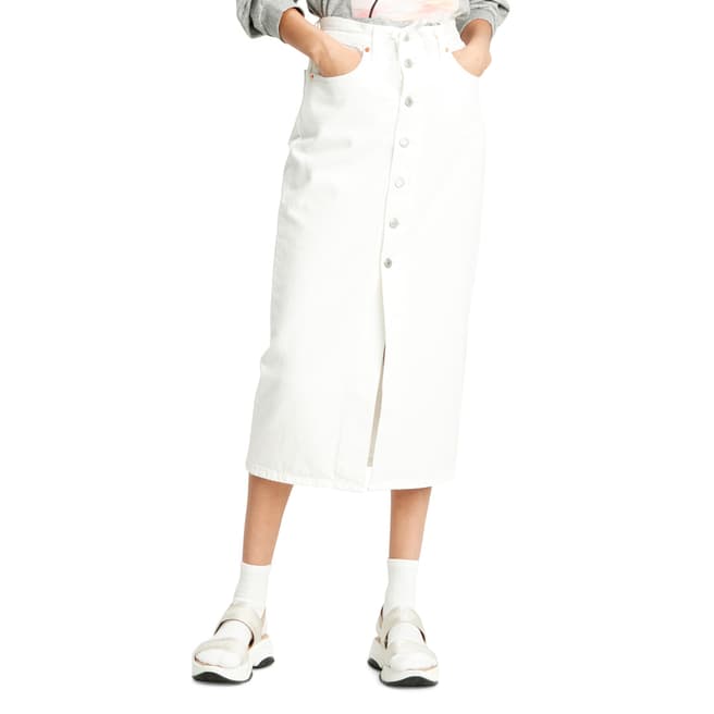 Levi's White Button Front Midi Denim Skirt