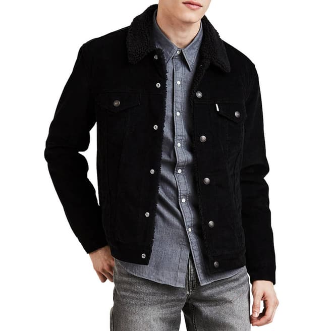 Levi's Black Sherpa Cord Cotton Blend Jacket