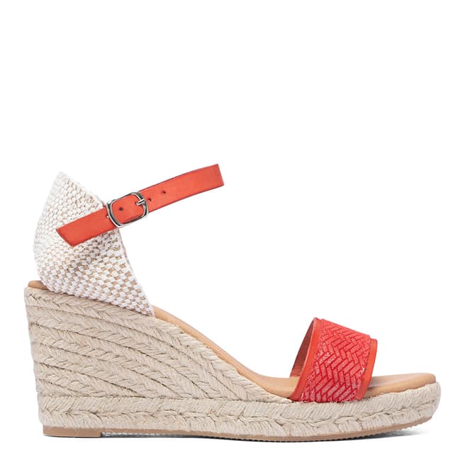 Paseart Red Braided Espadrille Wedge Sandal