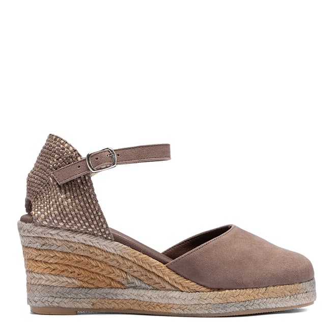 Paseart Brown Suede Spanish Wedge Espadrille Sandal