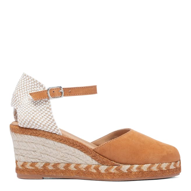 Paseart Tan Suede Espadrille Wedge