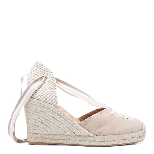 Paseart Taupe Suede Spanish Ankle Tie Espadrille Wedge
