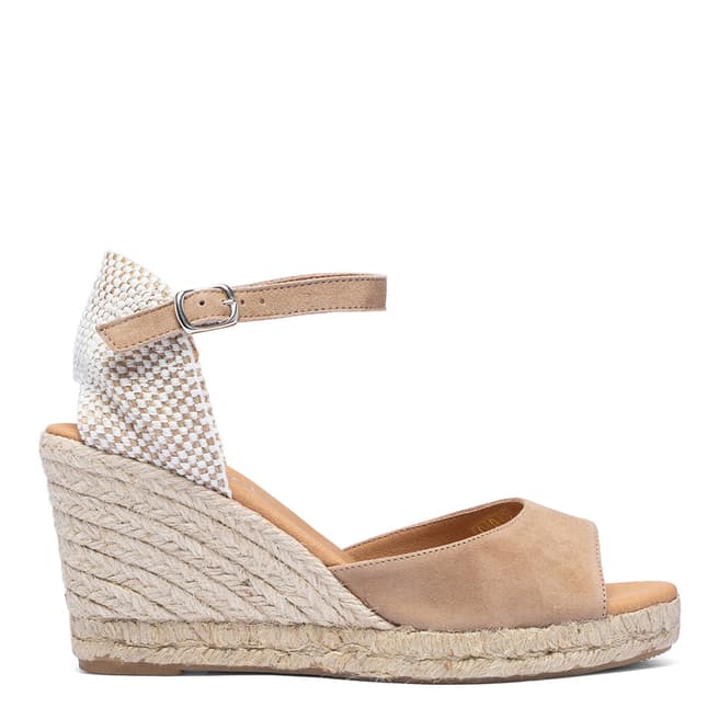 Paseart Taupe Suede Spanish Wide Strap Espadrille Wedge