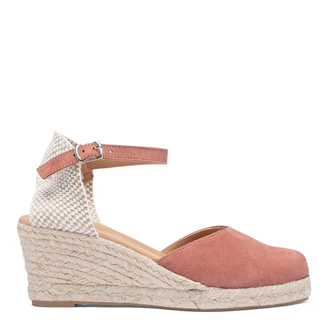 Paseart Rust Pink Suede Spanish Wedge Espadrille Sandal