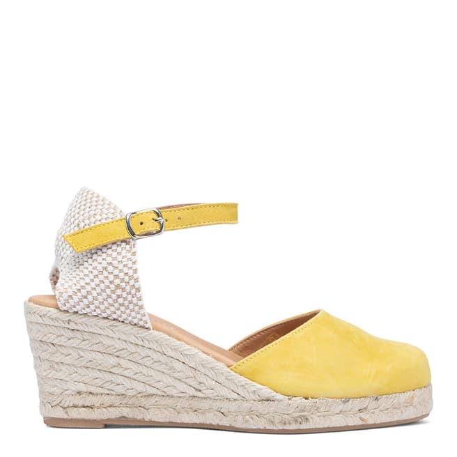 Paseart Yellow Suede Spanish Wedge Espadrille Sandal