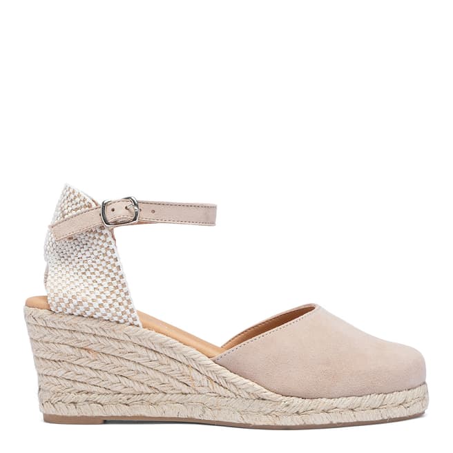 Paseart Taupe Suede Spanish Wedge Espadrille Sandal