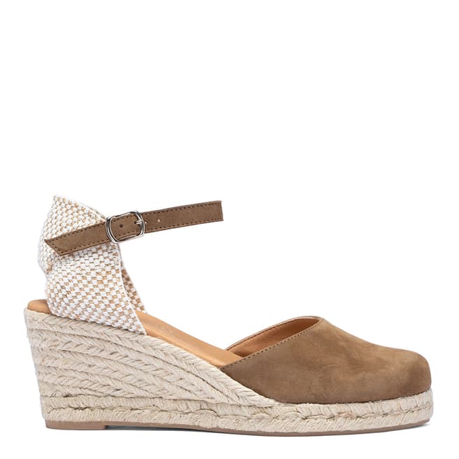Paseart Brown Suede Spanish Wedge Espadrille Sandal