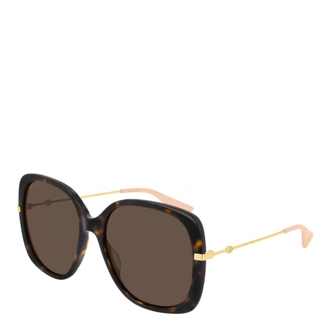 Gucci Women's Brown/Gold Gucci Sunglasses 57mm